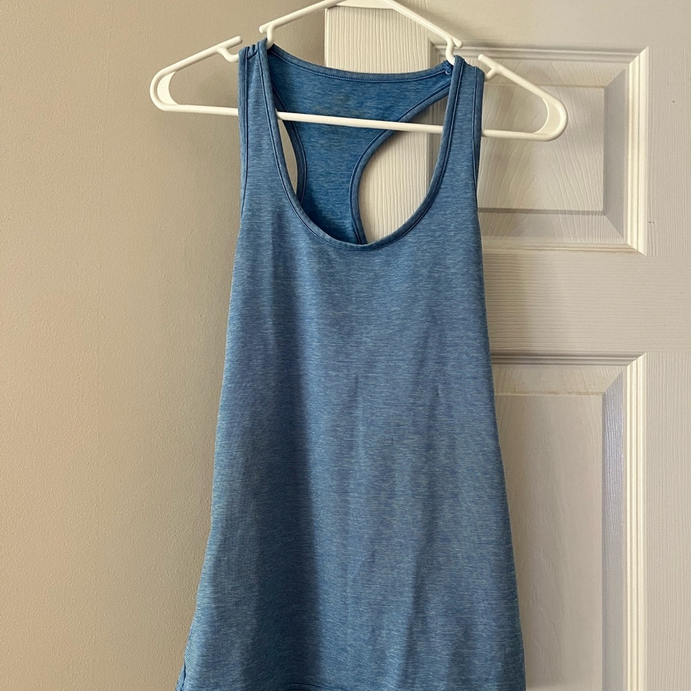 Blue Striped Racerback Tank Top - Picture 2 of 3